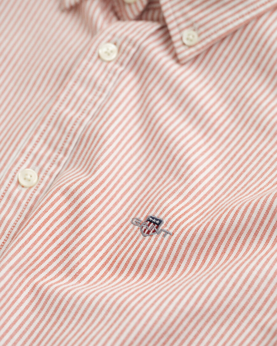 gestreept oxford-shirt voor tieners - diep oranje