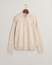 teens shield katoenen trui met halve rits - lichtbeige melange