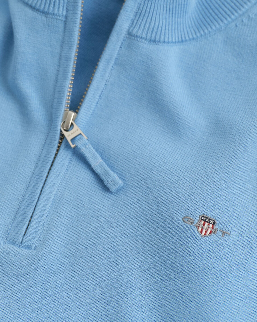 teens shield katoenen trui met halve rits - droomblauw