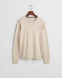 teens shield classic katoenen trui met ronde hals - lichtbeige melange