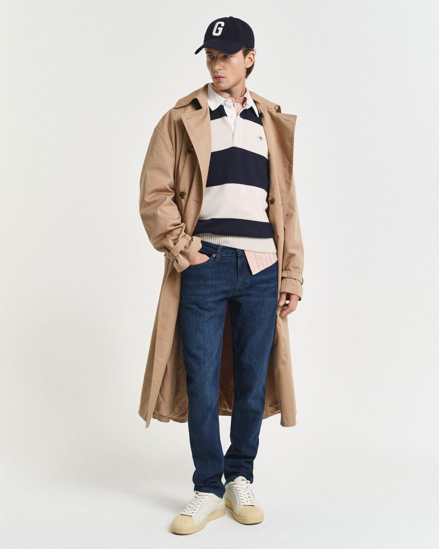 slim fit jeans - donkerblauw gedragen