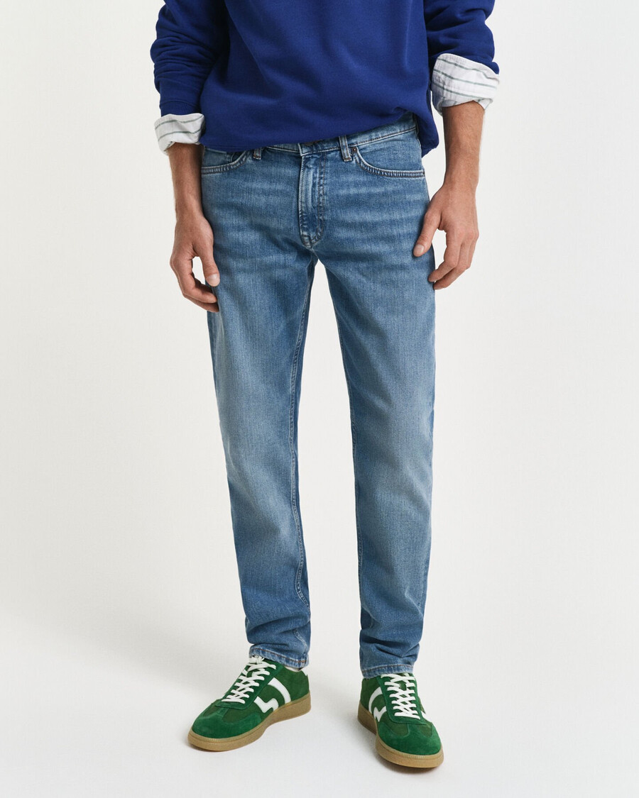 slim fit jeans - middenblauw gedragen