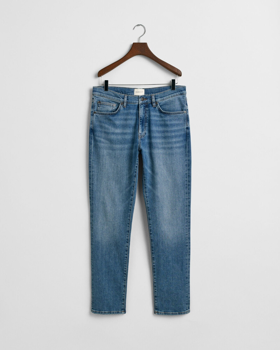 slim fit jeans - middenblauw gedragen