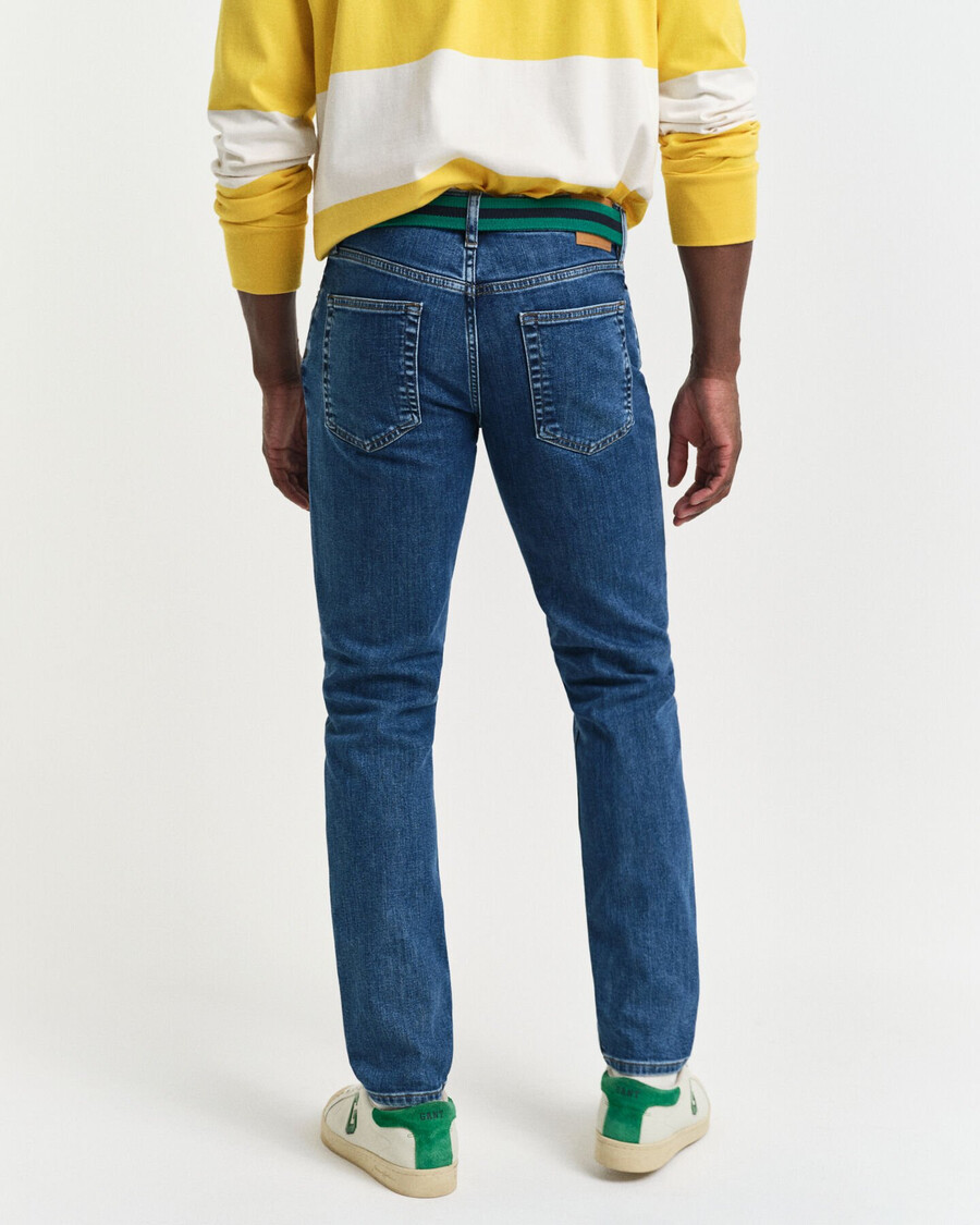 slim fit clean wash jeans - middelblauw vintage