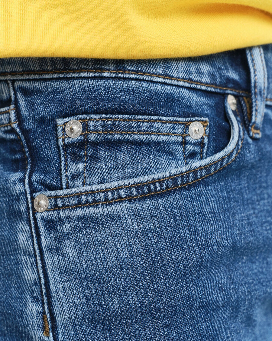 slim fit clean wash jeans - middelblauw vintage