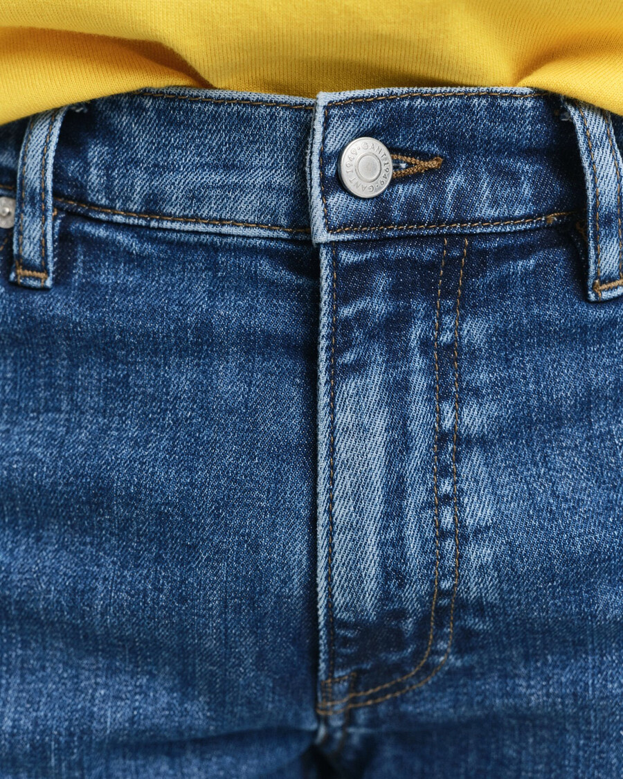 slim fit clean wash jeans - middelblauw vintage