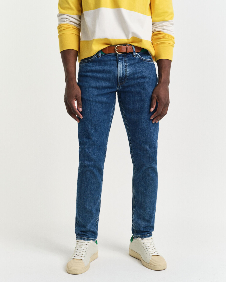 slim fit clean wash jeans - middelblauw vintage