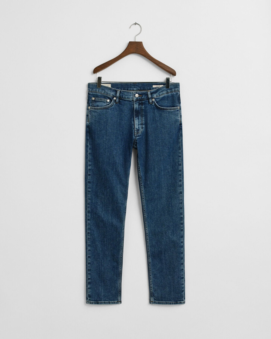 slim fit clean wash jeans - middelblauw vintage