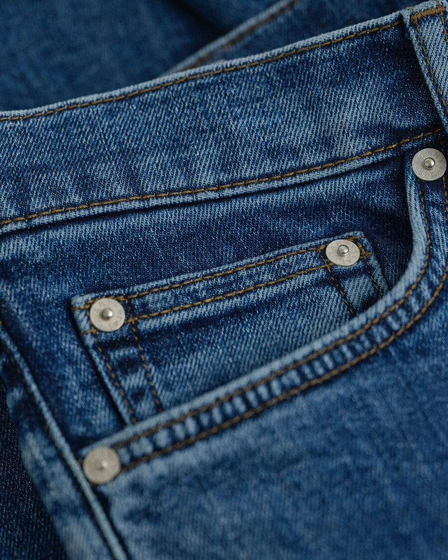slim fit clean wash jeans - middelblauw vintage