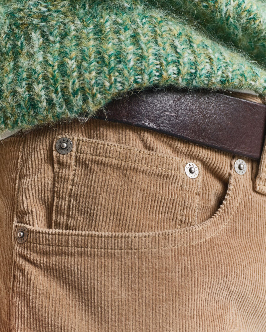 slim fit corduroy jeans - licht taupe