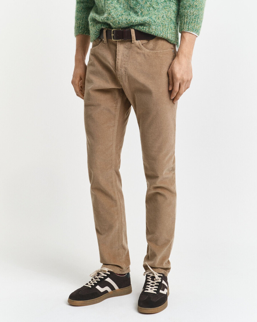 slim fit corduroy jeans - licht taupe