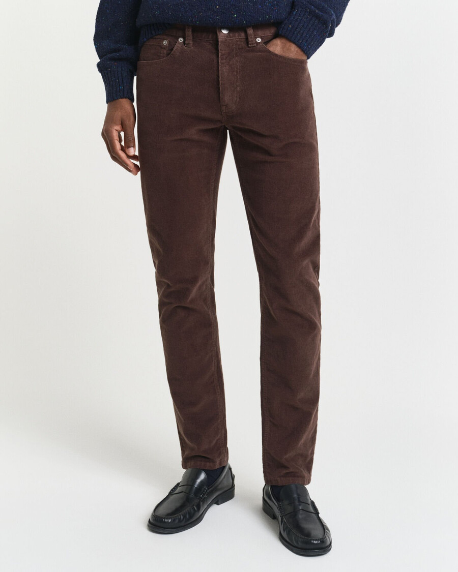 slim fit corduroy jeans - rijkbruin