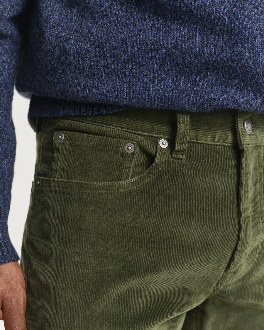 slim fit corduroy jeans - landelijk groen
