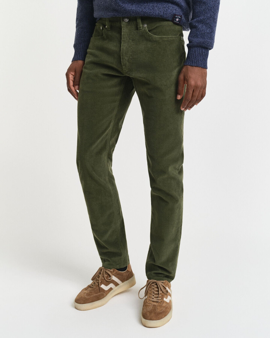 slim fit corduroy jeans - landelijk groen