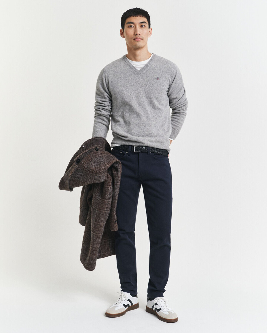 slim fit zachte twill jeans - avondblauw