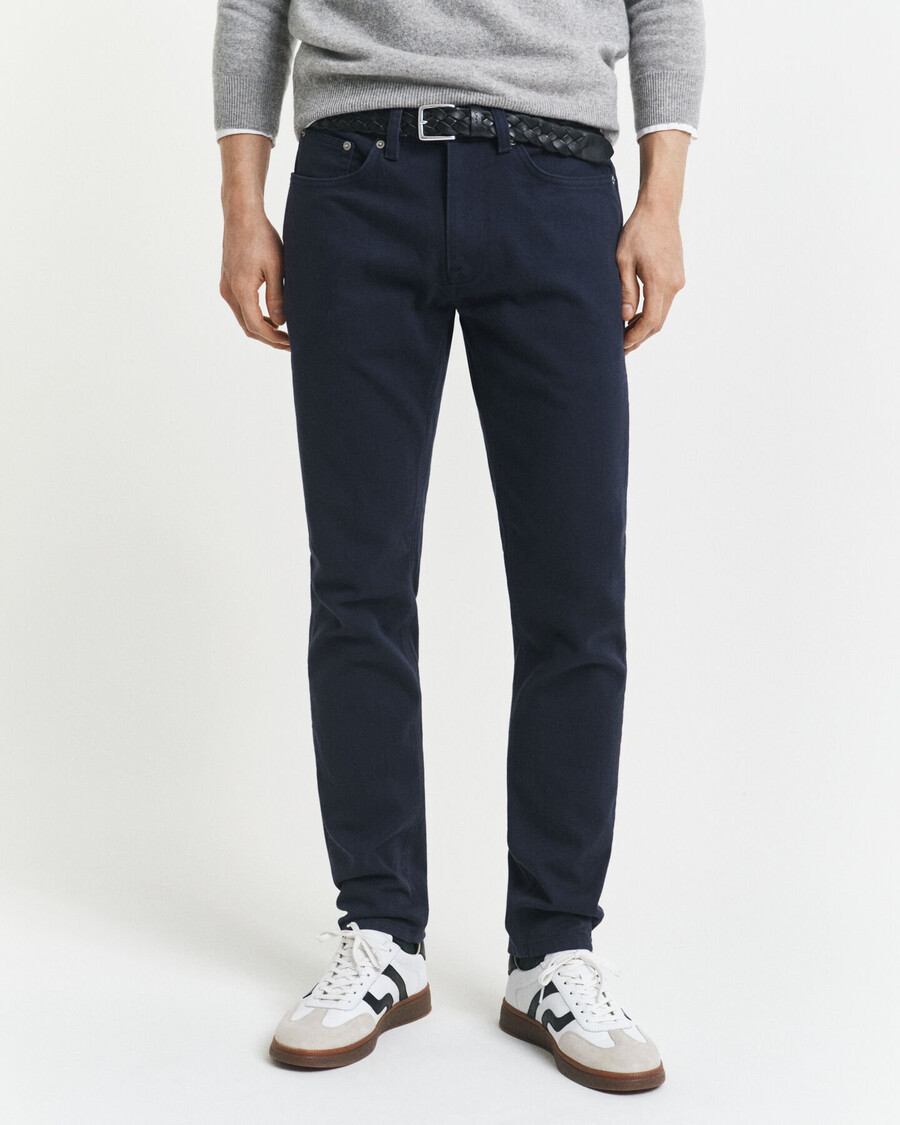 slim fit zachte twill jeans - avondblauw