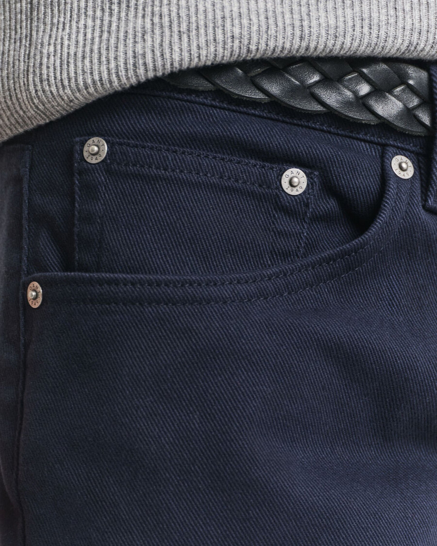 slim fit zachte twill jeans - avondblauw