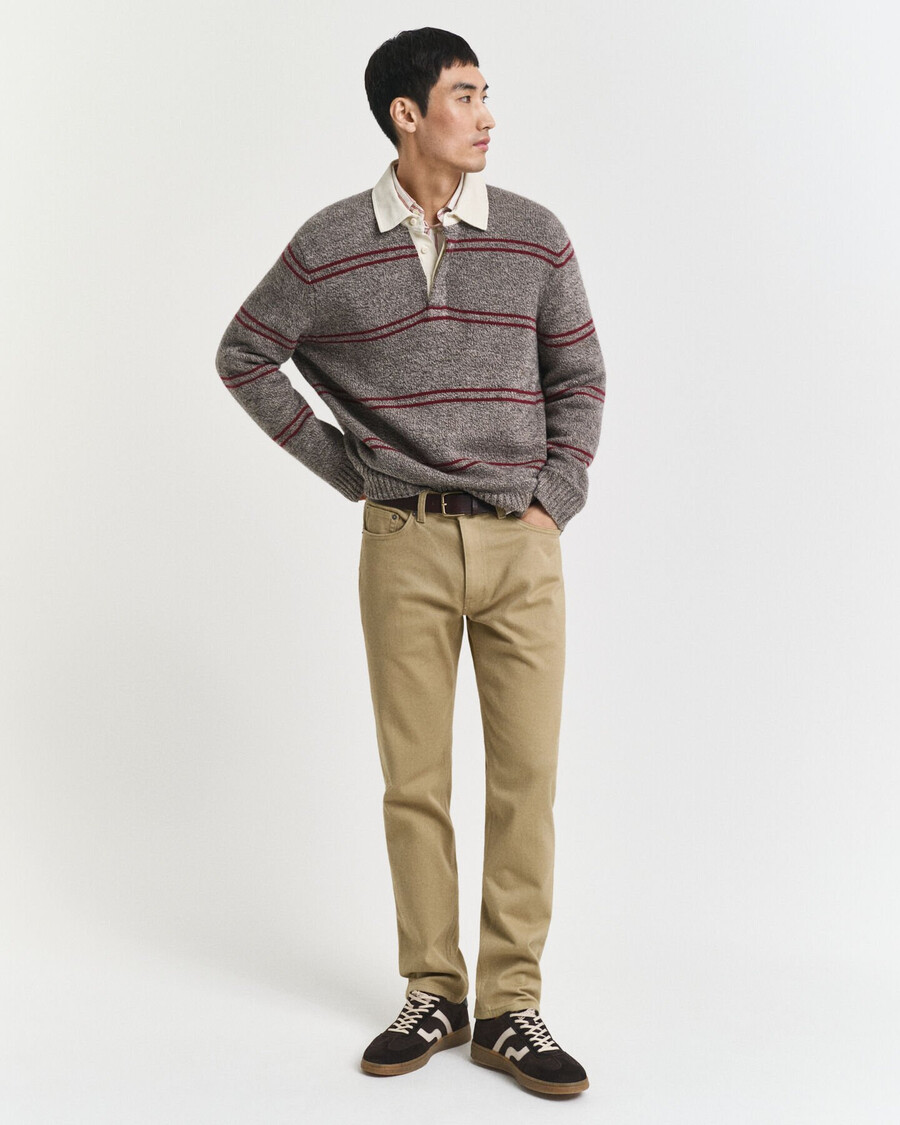 normale pasvorm zachte twill jeans - houtbeige