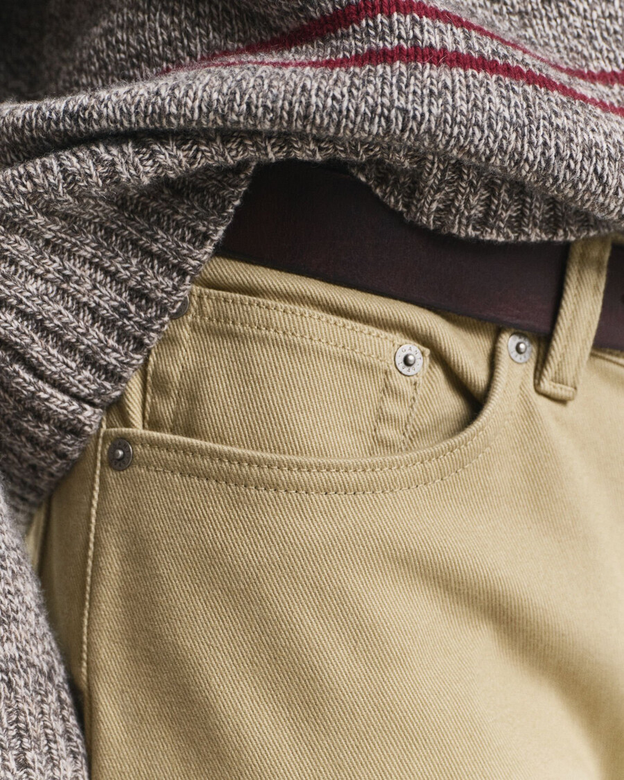 normale pasvorm zachte twill jeans - houtbeige