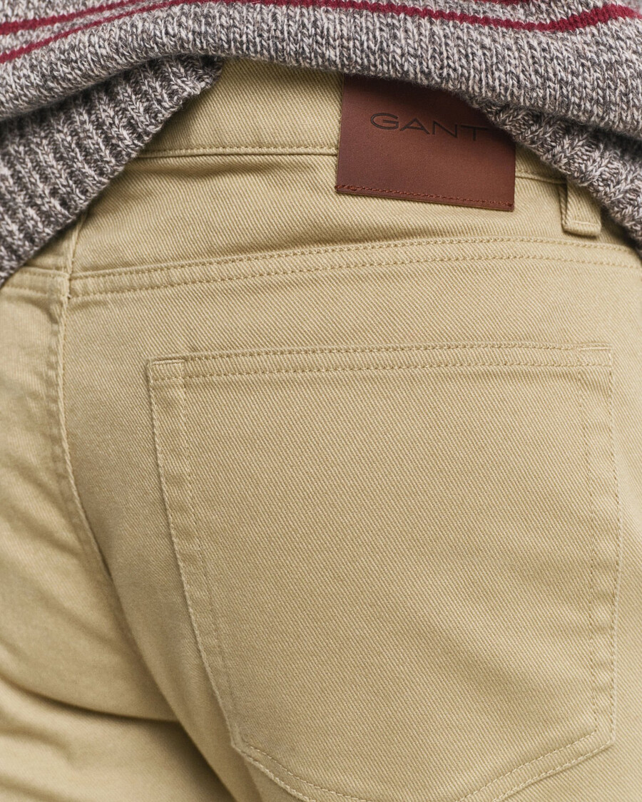 normale pasvorm zachte twill jeans - houtbeige