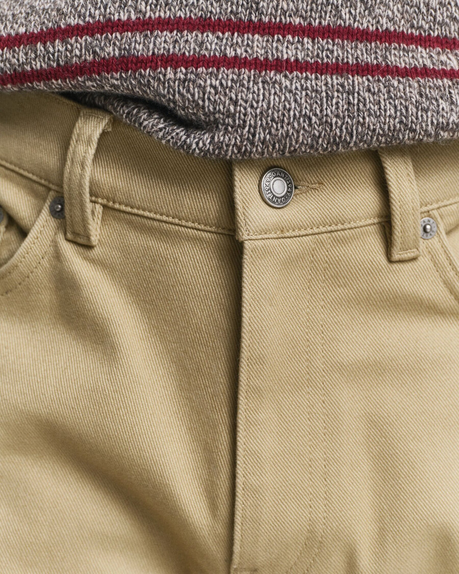 normale pasvorm zachte twill jeans - houtbeige
