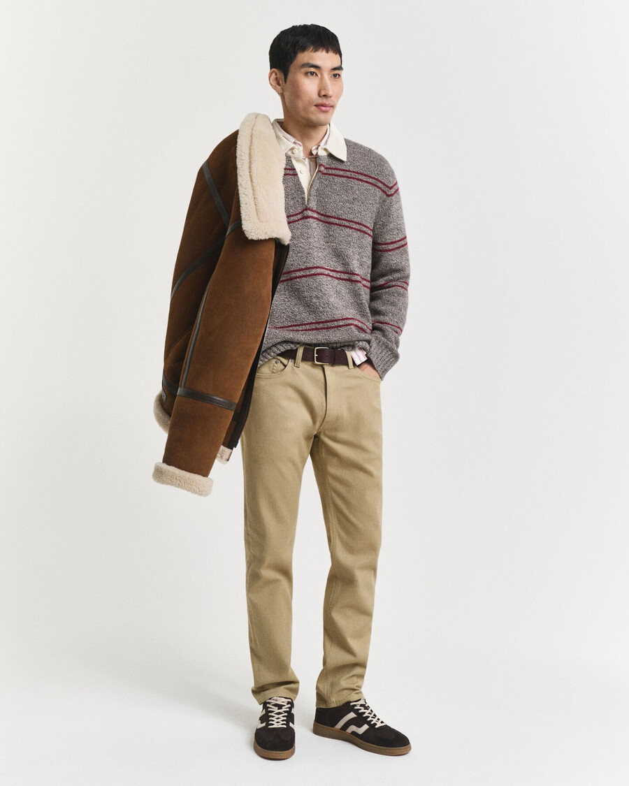normale pasvorm zachte twill jeans - houtbeige