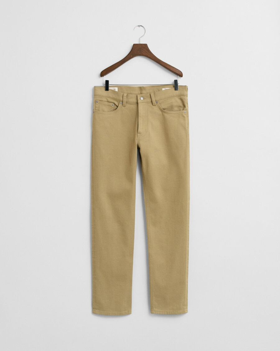 normale pasvorm zachte twill jeans - houtbeige