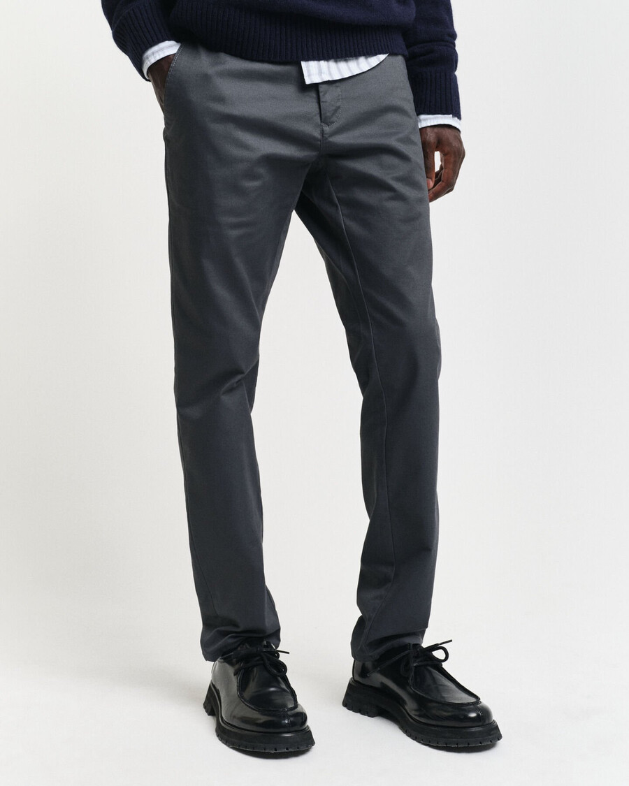 slim fit chinos - antraciet