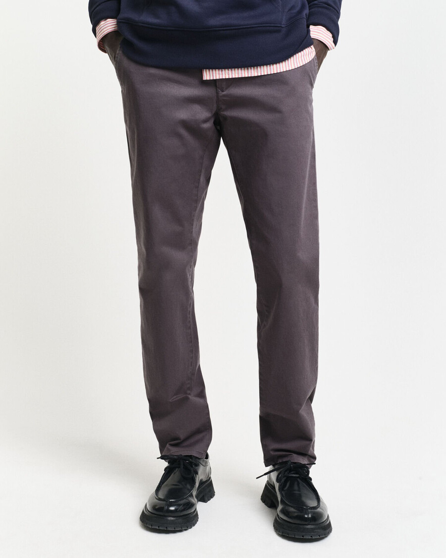slim fit twill chinos - antraciet