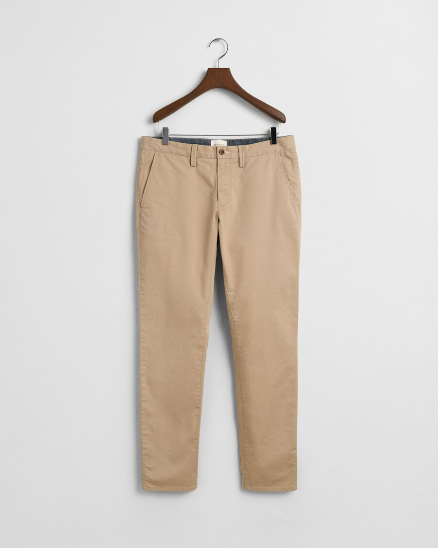 slim fit twill chinos - donker khaki