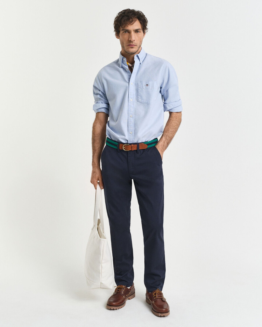 slim fit twill chinos - marineblauw