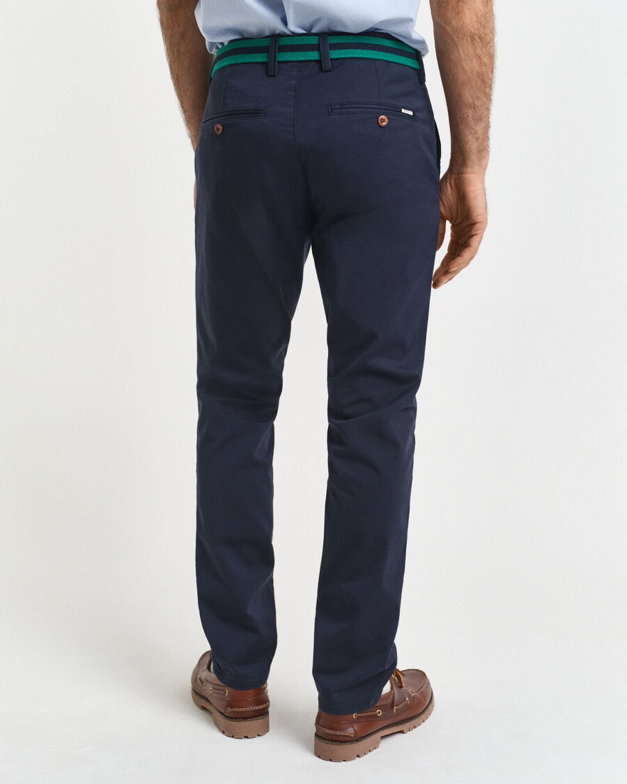 slim fit twill chinos - marineblauw