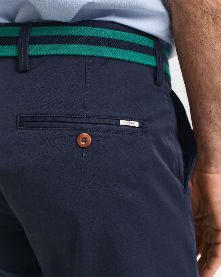 slim fit twill chinos - marineblauw