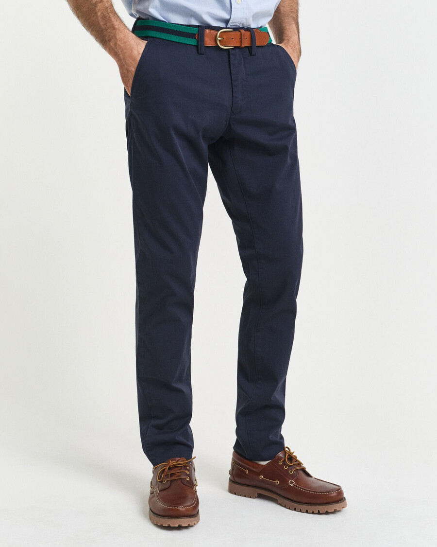 slim fit twill chinos - marineblauw