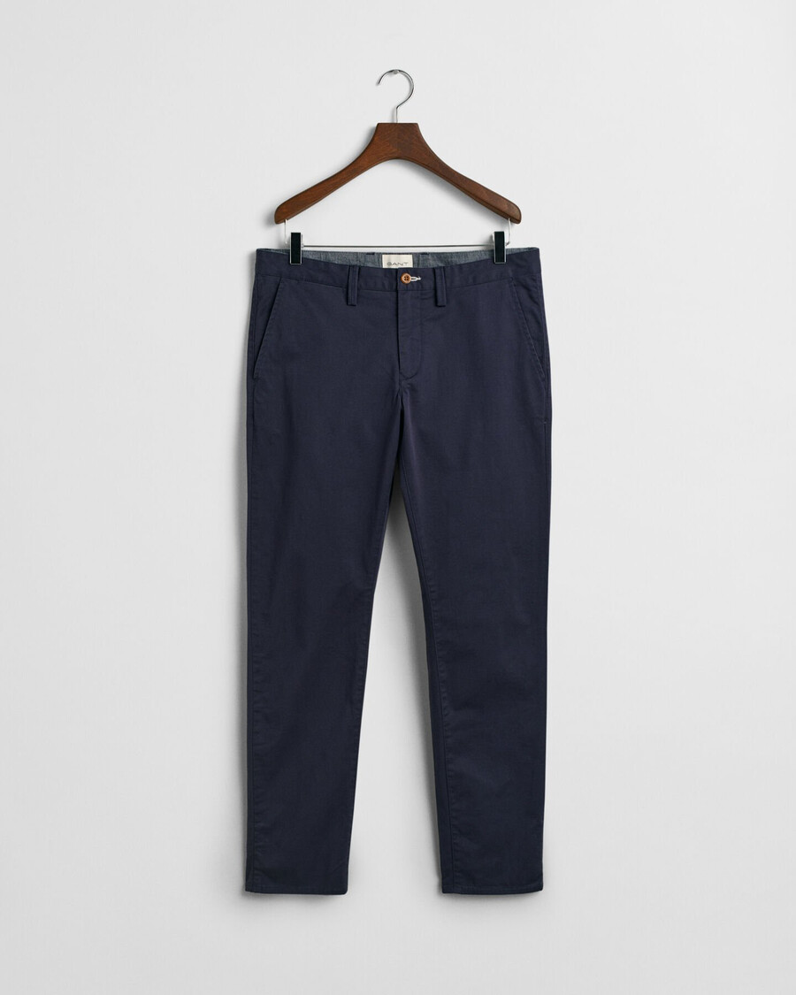 slim fit twill chinos - marineblauw
