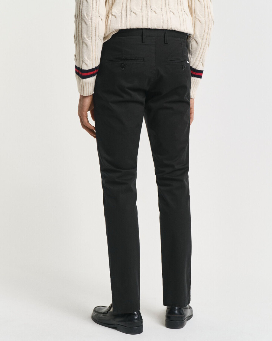 slim fit twill chinos - zwart