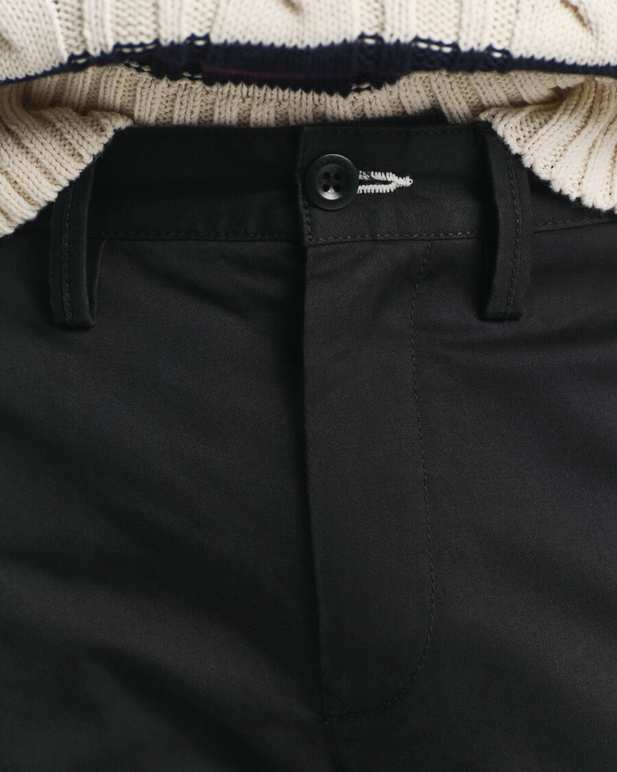 slim fit twill chinos - zwart