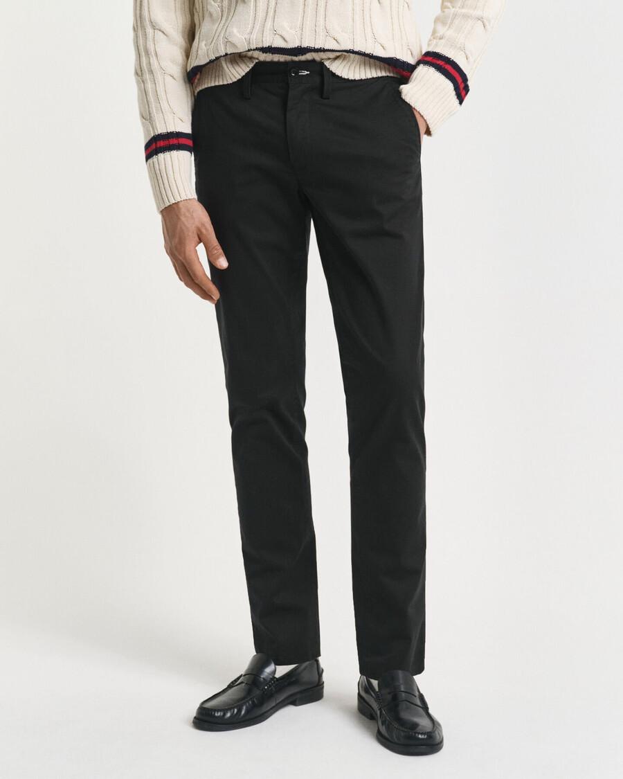 slim fit twill chinos - zwart