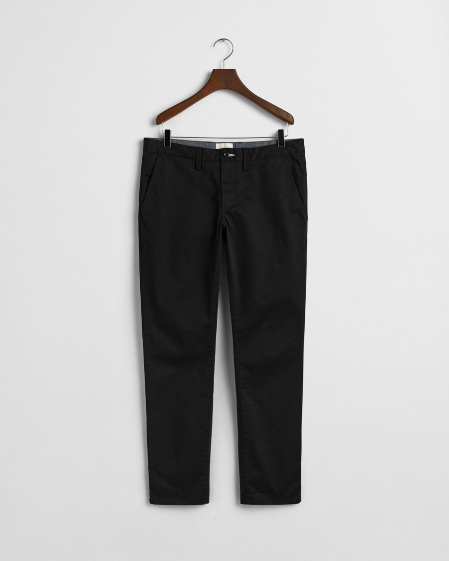 slim fit twill chinos - zwart