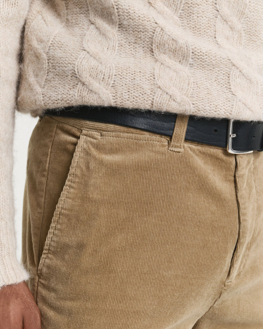 corduroy chinos met normale pasvorm - licht taupe