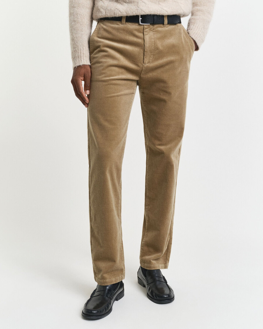 corduroy chinos met normale pasvorm - licht taupe
