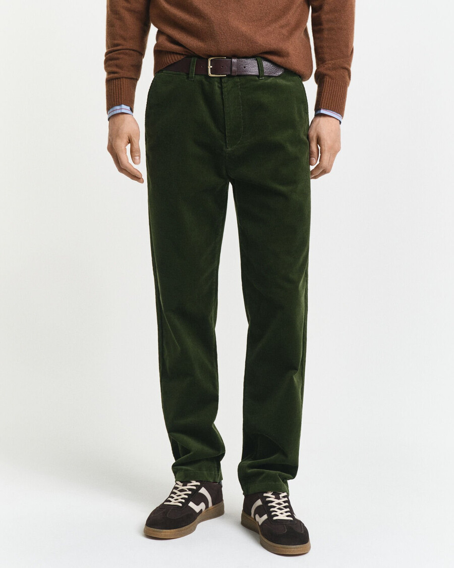 corduroy chinos met normale pasvorm - landelijk groen