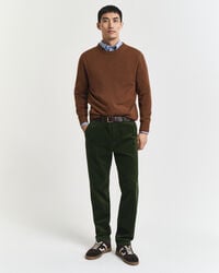 corduroy chinos met normale pasvorm - landelijk groen