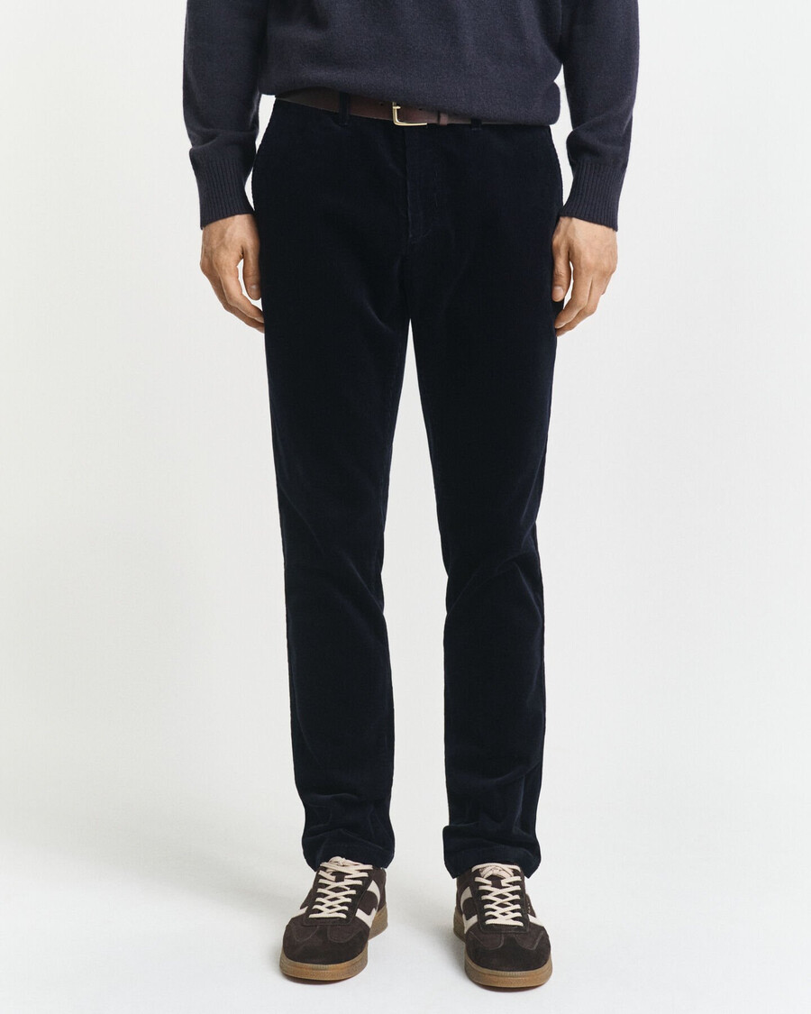 slim fit corduroy chinos - avondblauw