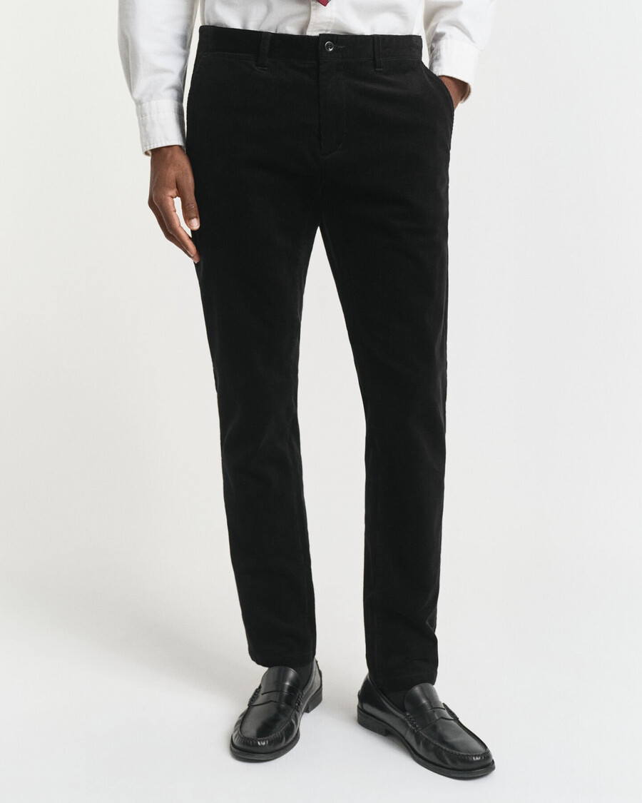 slim fit corduroy chinos - zwart