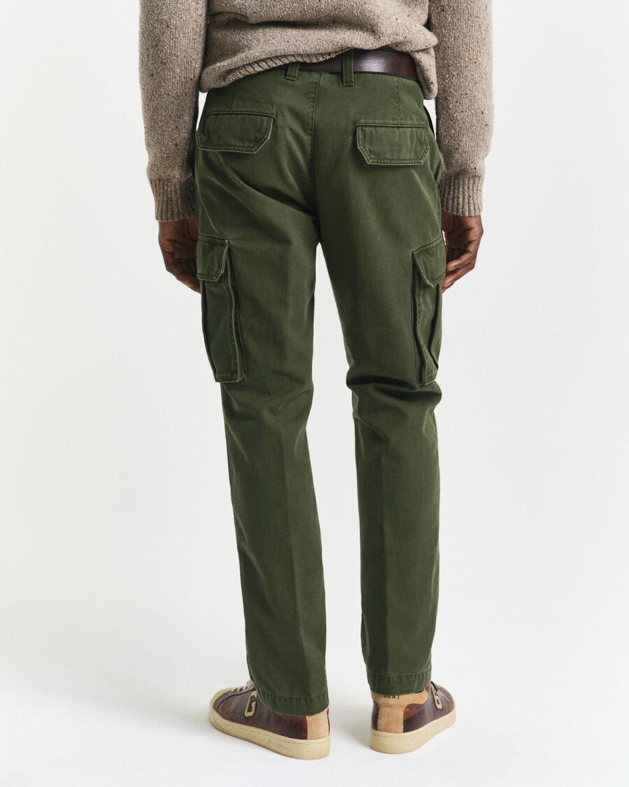 normaal passende katoenen twill cargobroek - landgroen