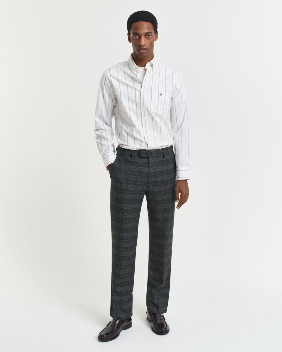 slim fit glen check pakbroek - antraciet melange