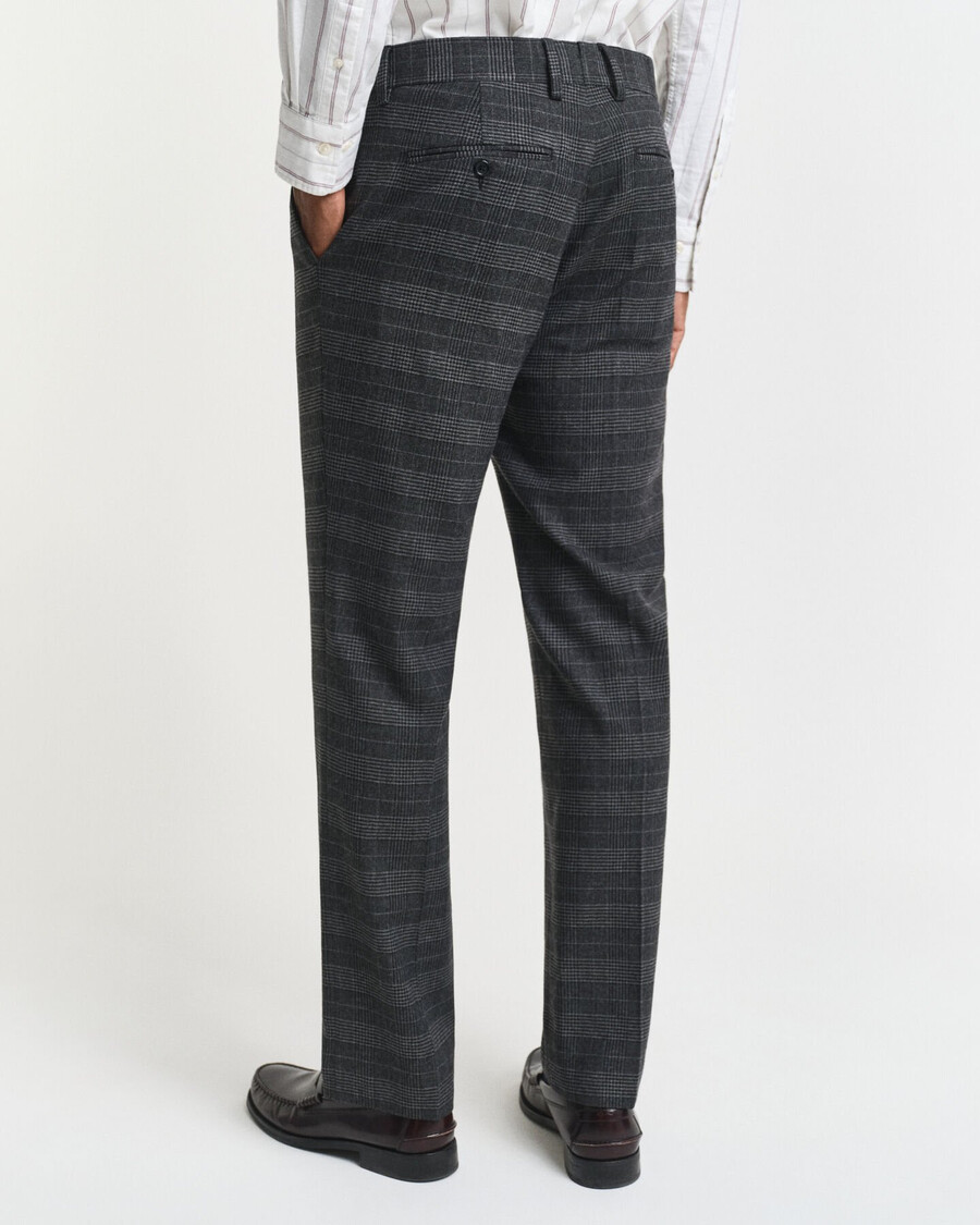 slim fit glen check pakbroek - antraciet melange