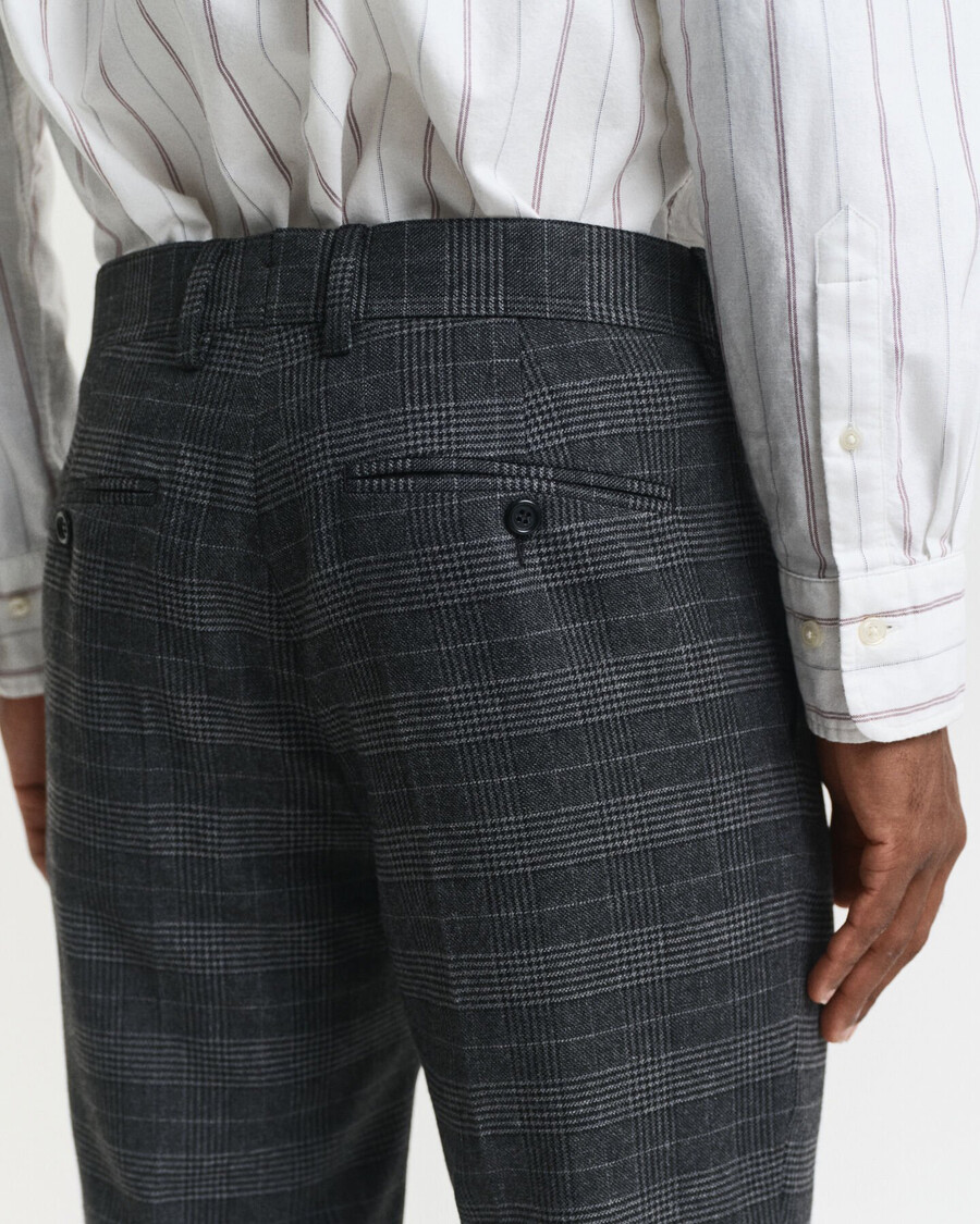 slim fit glen check pakbroek - antraciet melange