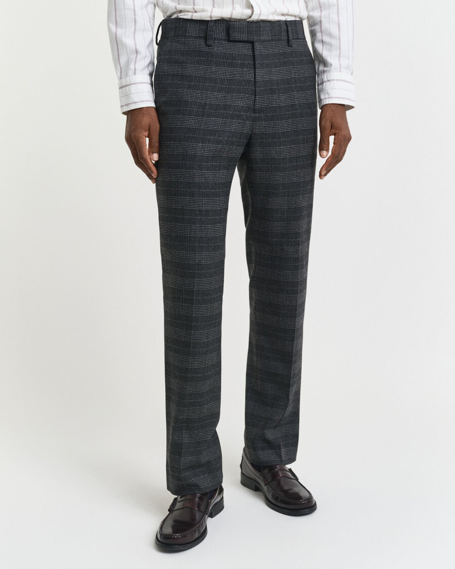 slim fit glen check pakbroek - antraciet melange